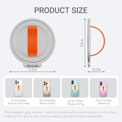 Grat 3 Upgraded Magnetic Phone Grip Stand, 360° Rotatable Silicone Strap Phone - Image 7