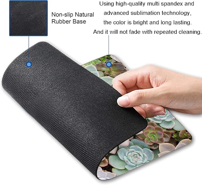 Mouse Pad, Cute Succulent Cactus Plants Mouse Pads, Square Washable Cloth - Image 2