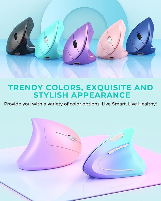 Lekvey Ergonomic Mouse, Vertical Wireless Mouse Rechargeable 2.4 GHz Optical - Image 2