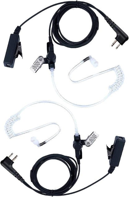 2 Pcs 2-Wire Surveillance Acoustic Tube Walkie Talkie Earpiece/Headset by KEYBLU