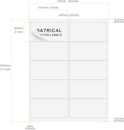 Batrical 2" x 4" Shipping Labels, 1000 Labels, Matte Finish, 10 per Sheet - Image 2