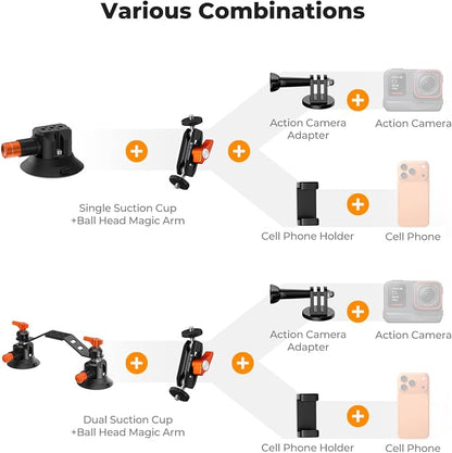 K&F CONCEPT 3" Dual Suction Cup Mount Sets - Image 4