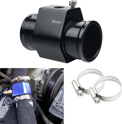 Dewhel Aluminum Black Water Temp Meter Temperature Gauge Joint Pipe Radiator by DEWHEL