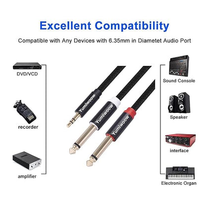 3.5mm to Dual 1/4 Adapter 1/8 to 6.35mm TS Mono Audio Cable Stereo Breakout - Image 2