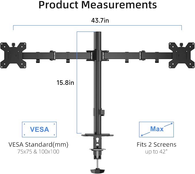 Suptek Dual Monitor Arm Desk Mount, Ultrawide Dual Monitor Arm - Image 2