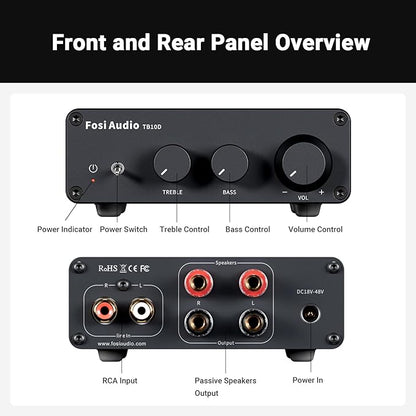 Fosi Audio TB10D 2 Channel Stereo Amplifier, Class D Mini Power Integrated - Image 4