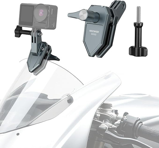 NEEWER Motorcycle Windshield Action Camera Clamp Mount, Aluminum Alloy Clip by Neewer