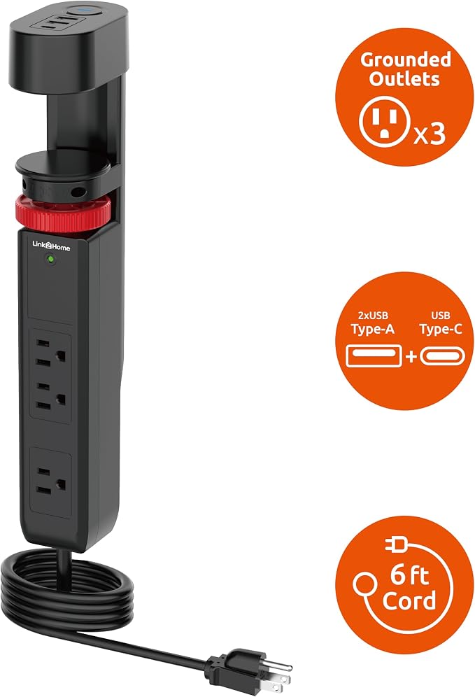Link2Home Clamp-On Desk Power Strip - Image 8
