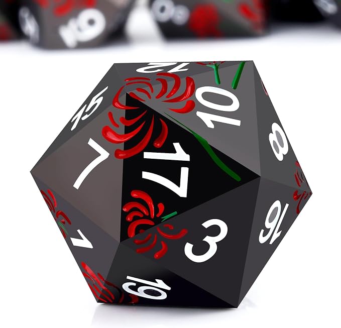 PJOY Metal Dice Set D&D Flower Dice Set DND Polyhedral Dice - Image 2