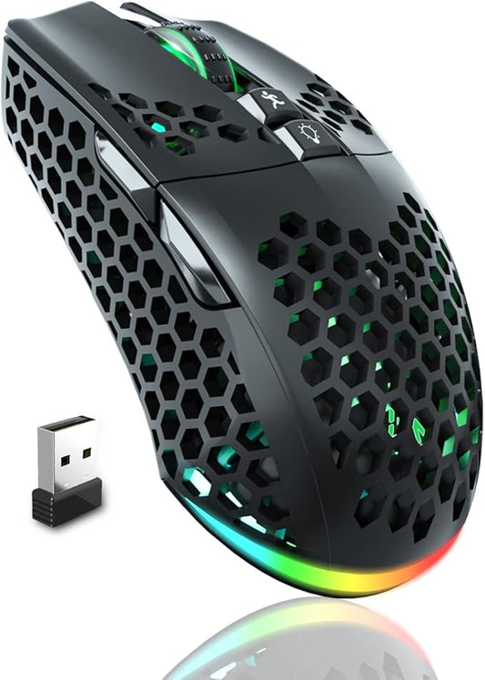 SM600 Honeycomb Shell Gaming Mouse Wireless, 8000 DPI Tri-Modes BT5.1/2.4G by SOLAKAKA