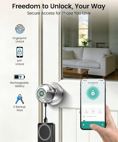 Fingerprint Door Lock, Smart Fingerprint Door Knob - Image 2