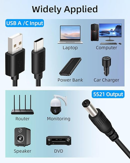 Dual Port USB A & USB C 5V to 12V DC 5.5x2.1mm Step Up Converter Cable - Image 6