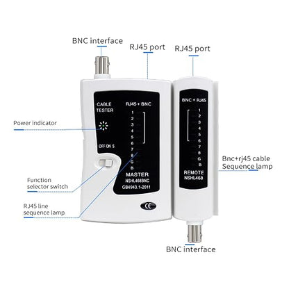Coaxial Coax Cable Tester Portable BNC RJ59 RJ45 cat5 cat5e cat6 cat6a UTP Wire - Image 6