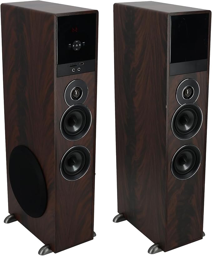 Rockville TM80D Powered Home Theater Tower Speaker System, Dark Wood, USB/SD by Rockville