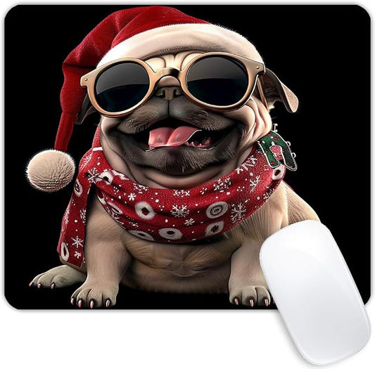 Square Mouse Pad 3D Dog-Santa Hat-1, Gaming Mouse Pads by Goodsprout