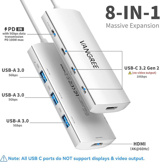 USB C to USB C Hub 10Gbps, 3 USB 3.2 Gen 2 Ports, 4K@60Hz HDMI, 100W PD - Image 2
