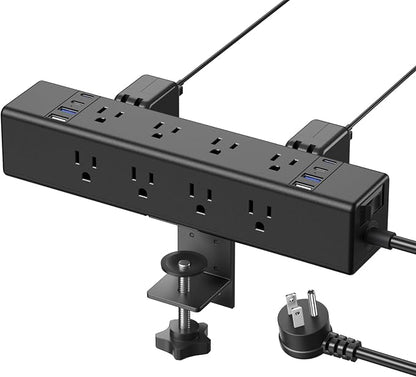 CCCEI Desk Outlet Station 45W USB C Port. 12 Outlet Desktop Clamp Power Strip by CCCEI