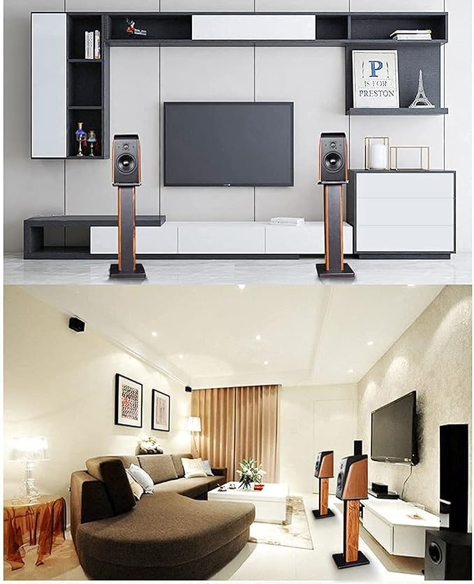 Wood Grain Speaker Stands 36 Inch Universal Floor Speaker Stand Pair Heavy Duty - Image 6