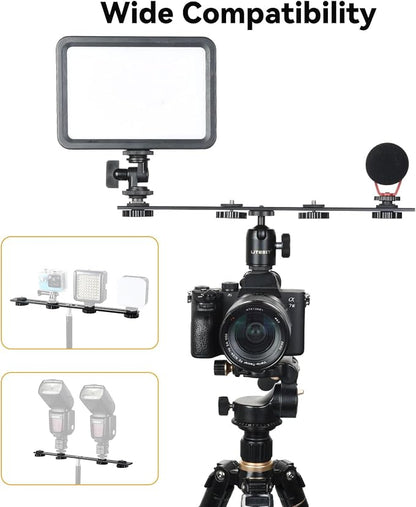 UTEBIT 13 inch Flash Bracket, Long Dual Camera Mount Flash Bracket Extension Bar - Image 4