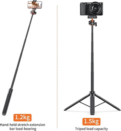 VRIG TP16 Camera Tripod, 55 inch Extendable Phone Selfie Stick Camera Tripod - Image 8