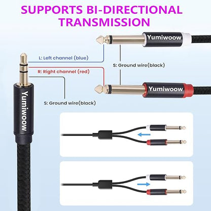 3.5mm to Dual 1/4 Adapter 1/8 to 6.35mm TS Mono Audio Cable Stereo Breakout - Image 4