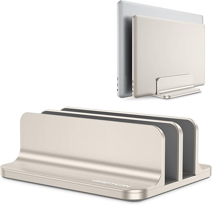 OMOTON [Updated Dock Version Vertical Laptop Stand, Double Desktop Stand Holder by OMOTON