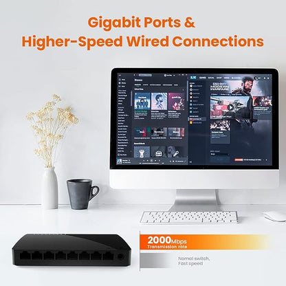 Tenda SG108, 8-Port Gigabit Ethernet Switch, Unmanaged Network Hub, Ethernet - Image 4
