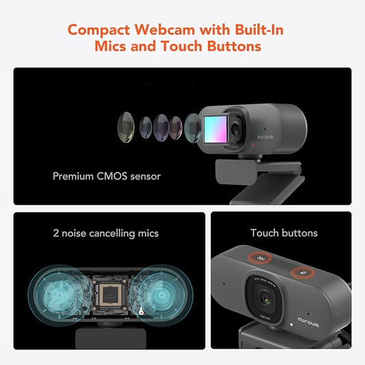 NUROUM V15AF 2K Webcam for PC, 1080P 60fps Autofocus HD Webcam - Image 2
