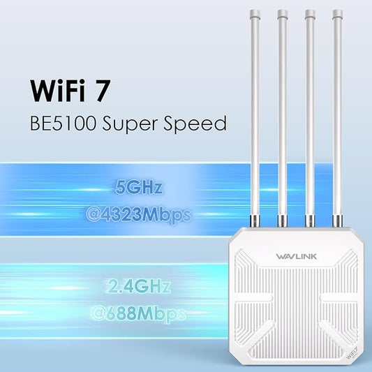 WAVLINK WiFi 7 BE5100 Outdoor WiFi Extender, Dual Band Long-Range Outdoor WiFi - Image 2