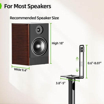 USX MOUNT Bookshelf Speaker Stands Pair, Height Adjustable Extends 32-42 inch - Image 6