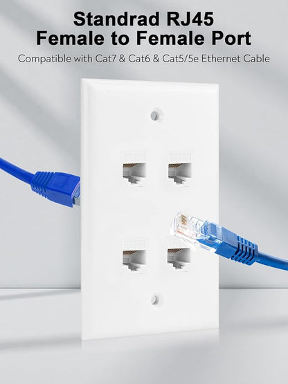Ethernet Wall Plate, 4 Port Cat6 RJ45 Keystone Inline Coupler Wall Plate - Image 4