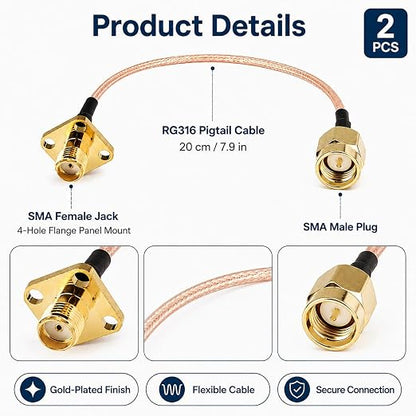 coaxial Cable SMA Female Jack to SMA Male Plug Pigtail Cable 4 Holes Flange - Image 6