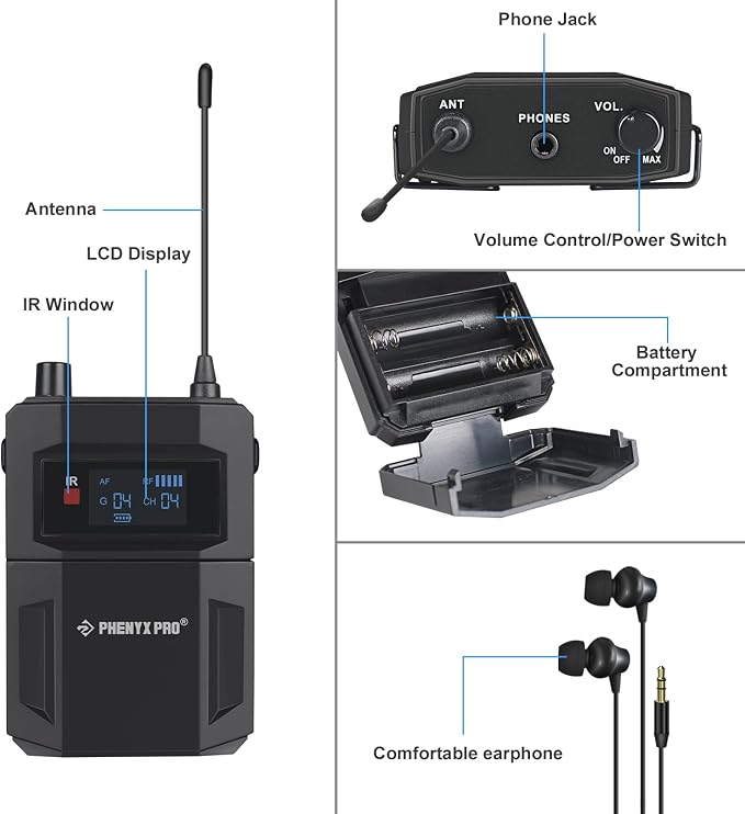 Phenyx Pro PTM-11/PTM-22 Mono Wireless in Ear Monitor System Bodypack Receiver - Image 2