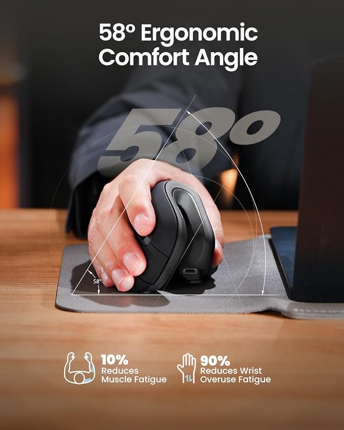 ProtoArc Ergonomic Vertical Mouse, EM11 NL Rechargeable Wireless Mouse Bluetooth - Image 6