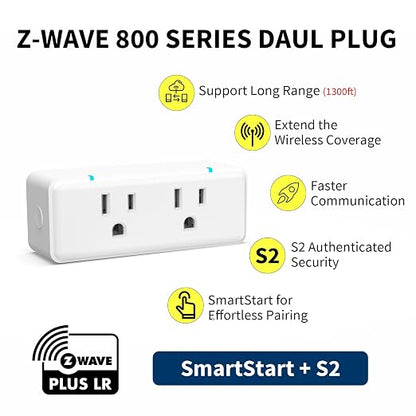 Minoston 800 Series Zwave Dual Outlet Plug, On/Off Z-Wave Repeater Switch - Image 3
