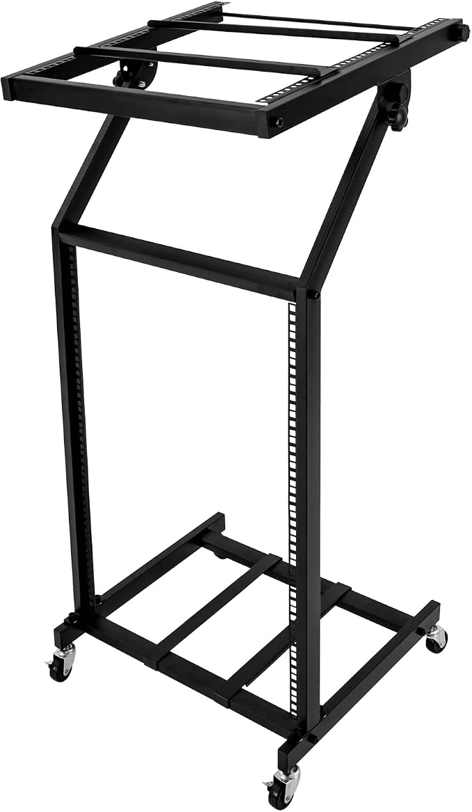 16U Professional DJ Stand Rack Mount DJ Mixer Stand Adjustable Stage Cart by Unknown