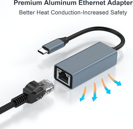 USB C to Ethernet Adapter, Driver Free RJ45 to USB C, 100Mbps Type-C Ethernet - Image 2