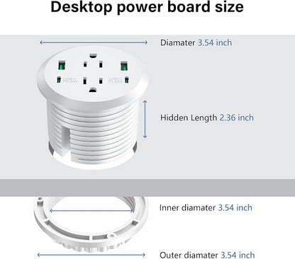 Desktop Power Grommet, 40W Fast Charging Station, 2 AC Outlets, 4 USB Ports - Image 5