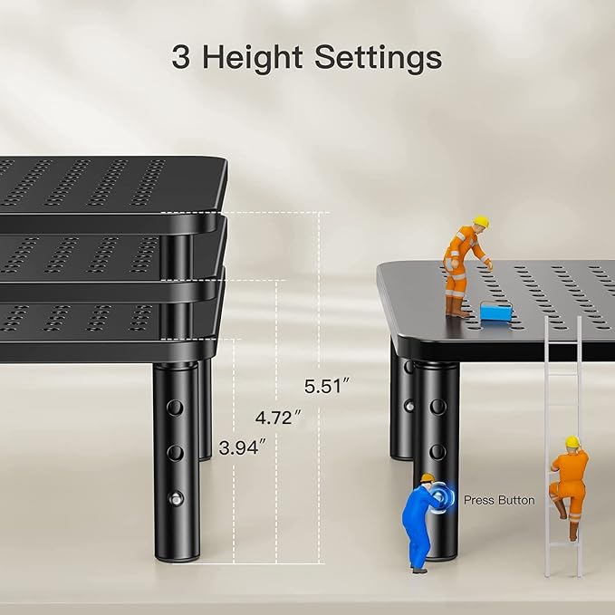 HUANUO Monitor Stand, Monitor Stand Riser 3 Height Adjustable, Monitor Riser - Image 3