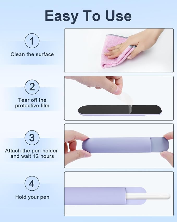 eZAKKA Silicone Pencil Holder For Most Pens, 7.8 inch Self-Adhesive Stick To - Image 6