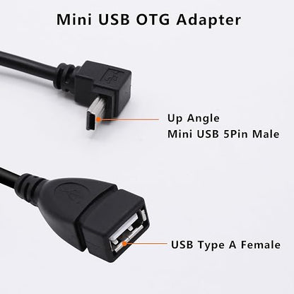 90 Degree Mini USB to USB A OTG Adapter Cable 5.5in Up Angle Mini USB 5-Pin - Image 2