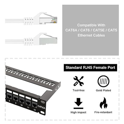 iwillink 10Gbps Cat6A Patch Panel 12 Port, Keystone Patch Panel UTP 10-Inch - Image 4