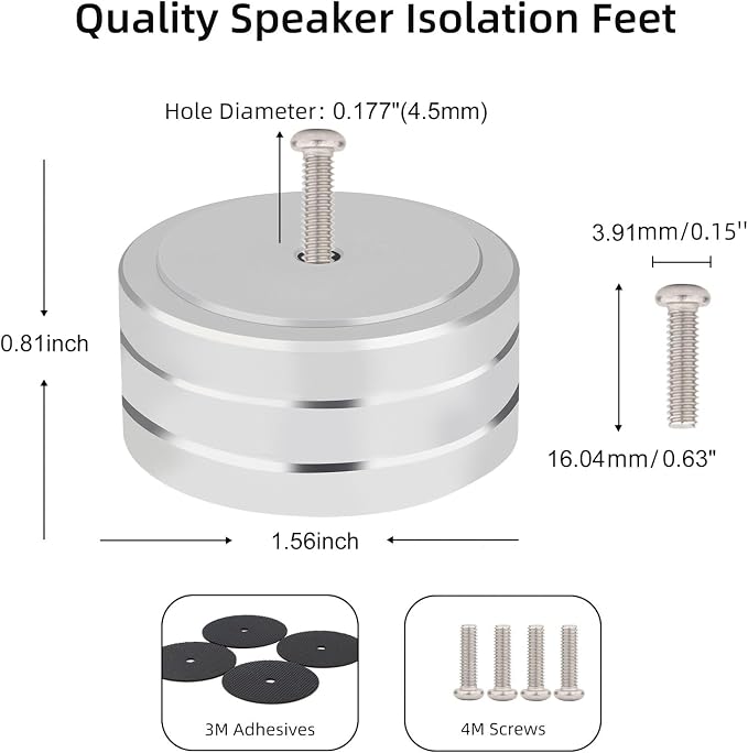 Monosaudio Isolation Feet HiFi Feet 4Pcs 40x20mm Aluminum Universal Turntable - Image 3