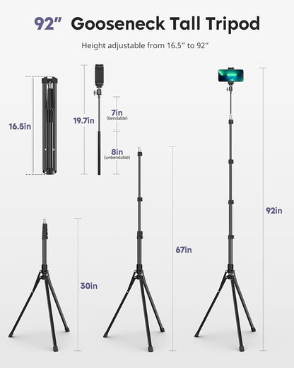 Aureday Phone Tripod, Remote and Phone Holder, Overhead & Selfie Stick - Image 5