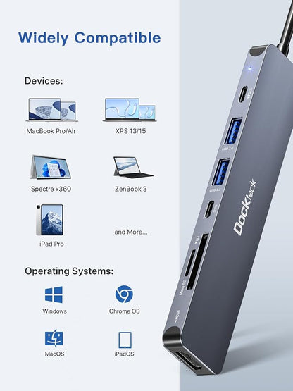USB C Hub, dockteck 7 in 1 Multiport USB C Adapter - Image 6