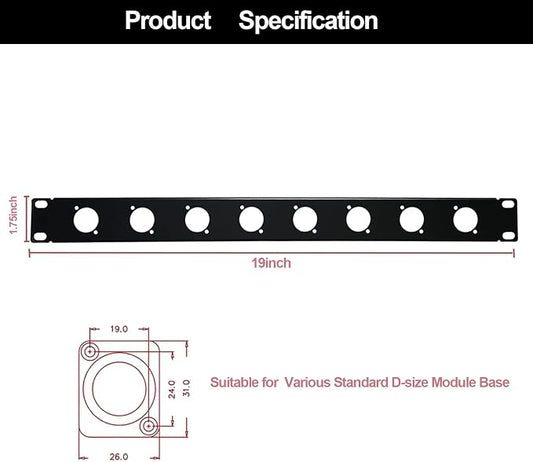 XLR HDMI Audio Rack Mount Panel, 1U D-Series Punched Metal HDMI Rack Mount - Image 2