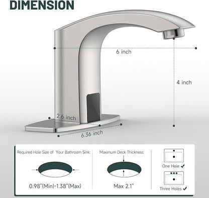 Touchless Bathroom Sink Faucets, Brushed Nickel - Image 2
