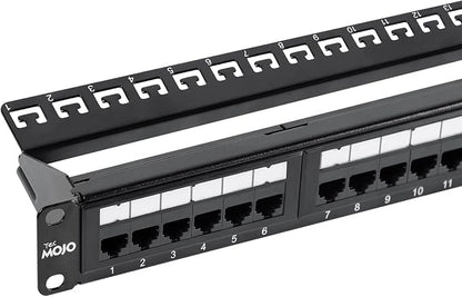 Tecmojo 24 Port Patch Panel, Cat6 Patch Panel, 1U Patch Panel, Network Patch by Tecmojo