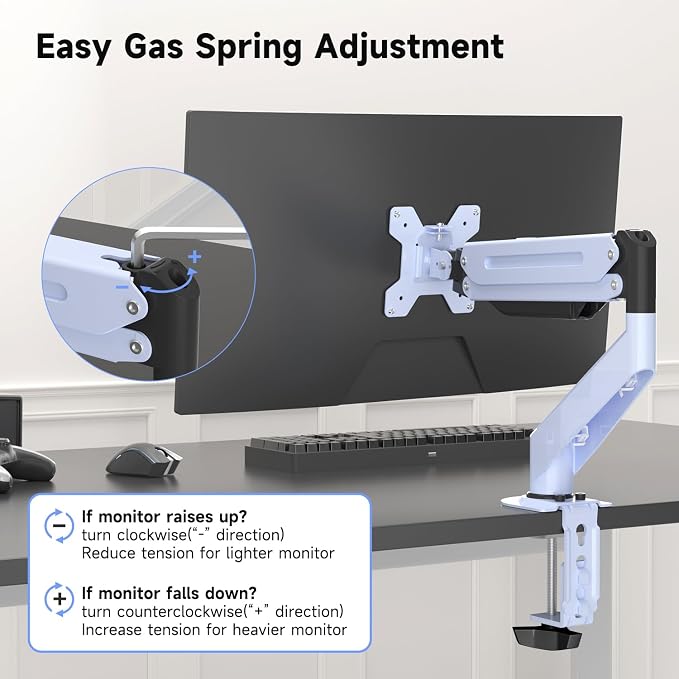 Suptek Monitor Mount Gas Spring Monitor Arm Desk Mount Fully Adjustable Fits - Image 5