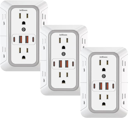 3 Pack Surge Protector Outlet Extender, 6 Outlet Splitter by JcBlaon